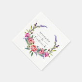 Serviette En Papier Aquarelle rose et violet Mariage Floral (Coin)