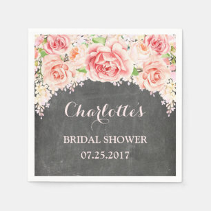 Serviette En Papier Aquarelle rose Fête des mariées de tableau noir fl