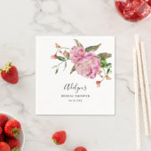 Serviette En Papier Aquarelle rose Fête des mariées florale (En situation)