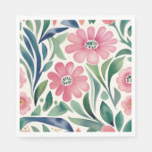 Serviette En Papier Aquarelle rose Fleurs Art (Devant)
