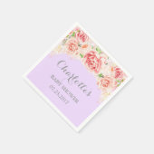 Serviette En Papier Aquarelle rose Fleurs Baby shower violet (Coin)