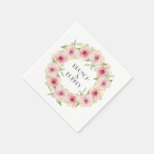 Serviette En Papier Aquarelle rose Fleurs blanches (Coin)