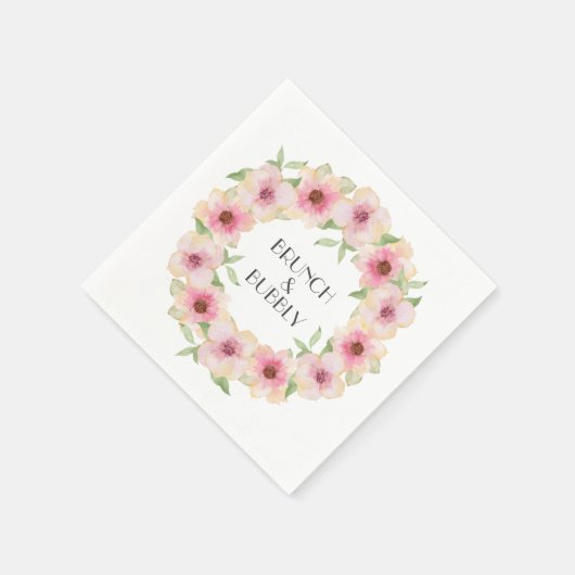 Serviette En Papier Aquarelle rose Fleurs blanches (Coin)