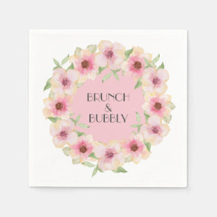 Serviette En Papier Aquarelle rose Fleurs blanches serviettes