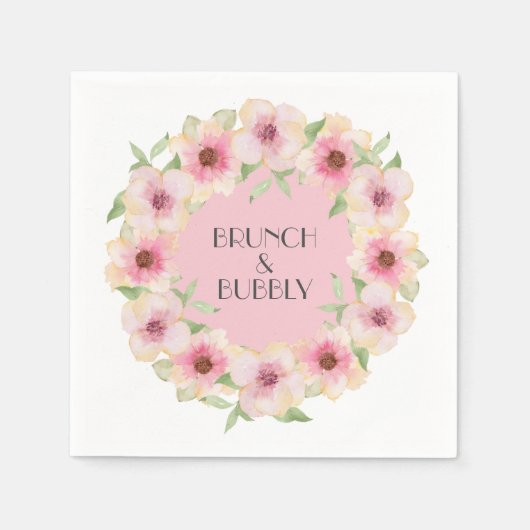 Serviette En Papier Aquarelle rose Fleurs blanches serviettes (Devant)