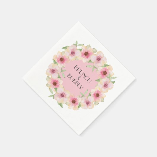 Serviette En Papier Aquarelle rose Fleurs blanches serviettes (Coin)