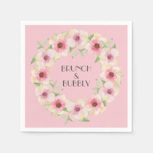 Serviette En Papier Aquarelle rose Fleurs blanches serviettes