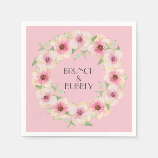 Serviette En Papier Aquarelle rose Fleurs blanches serviettes (Devant)