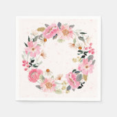 Serviette En Papier Aquarelle rose Fleurs de Jardin (Devant)