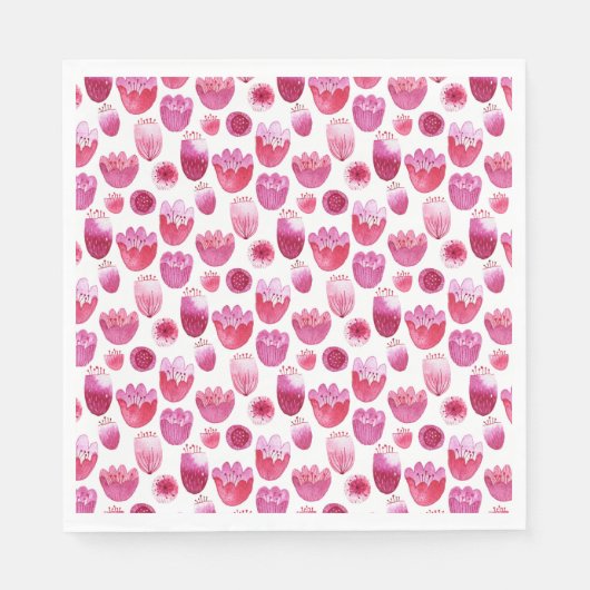 Serviette En Papier Aquarelle rose Floral (Devant)