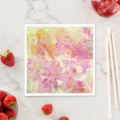 Serviette En Papier Aquarelle rose Floral (En situation)