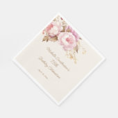 Serviette En Papier Aquarelle rose Floral 75e anniversaire (Coin)