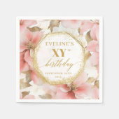 Serviette En Papier Aquarelle rose floral 80 serviettes d'anniversaire (Devant)