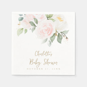 Serviette En Papier Aquarelle rose Floral Baby shower or serviettes