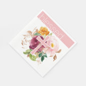 Serviette En Papier Aquarelle rose Floral Bénéficié (Coin)