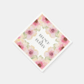 Serviette En Papier Aquarelle Rose Floral Brunch & Bubbly (Coin)