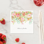 Serviette En Papier Aquarelle Rose Floral Garden (En situation)