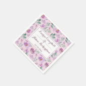 Serviette En Papier Aquarelle rose Floral Mariage (Coin)
