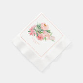 Serviette En Papier Aquarelle rose Floral Nom Date Bébé Fille Douche (Coin)