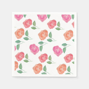 Serviette En Papier Aquarelle rose Florale