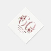 Serviette En Papier Aquarelle rose florale 60e anniversaire (Coin)