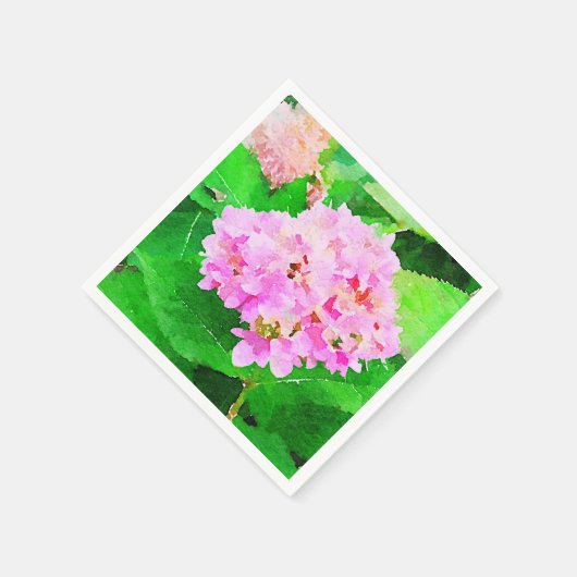 Serviette En Papier Aquarelle rose Hydrangea (Coin)
