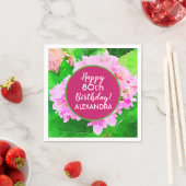 Serviette En Papier Aquarelle rose Hydrangea Anniversaire (En situation)