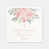 Serviette En Papier Aquarelle Rose Jardin fille Baptême (Devant)
