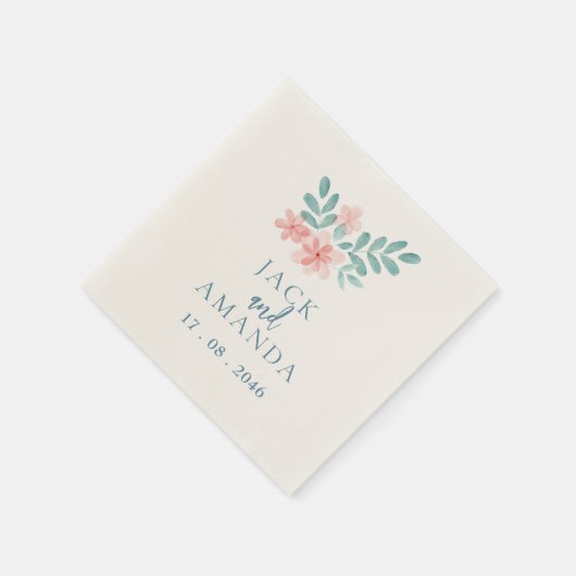 Serviette En Papier Aquarelle rose Mariage décoration Napkin (Coin)