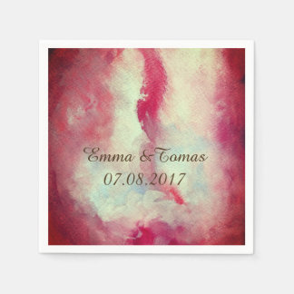 Serviette En Papier Aquarelle rose Mariage personnalisé serviettes