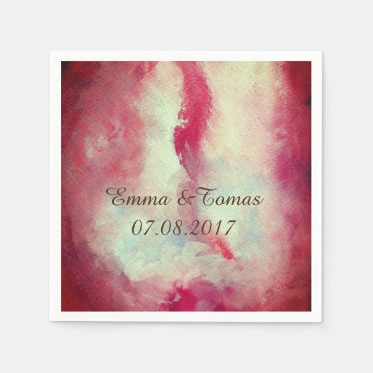 Serviette En Papier Aquarelle rose Mariage personnalisé serviettes (Devant)
