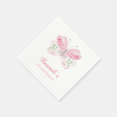 Serviette En Papier Aquarelle rose mignonne papillon 1er fête d'annive (Coin)