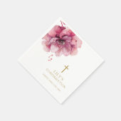 Serviette En Papier Aquarelle rose moderne Confirmation florale (Coin)