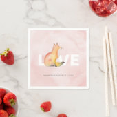 Serviette En Papier Aquarelle rose moderne Forêt Fox Thème (En situation)