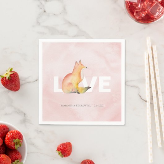 Serviette En Papier Aquarelle rose moderne Forêt Fox Thème (En situation)