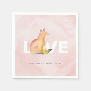Serviette En Papier Aquarelle rose moderne Forêt Fox Thème