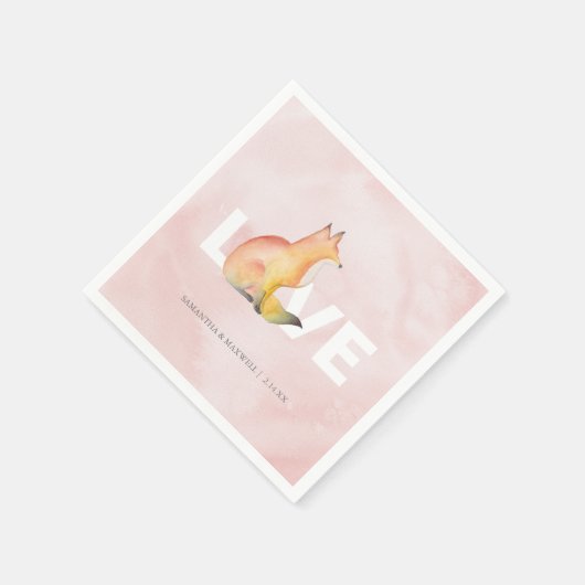 Serviette En Papier Aquarelle rose moderne Forêt Fox Thème (Coin)