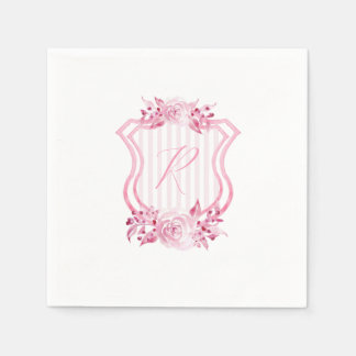 Serviette En Papier Aquarelle rose Monogramme Floral Napkins