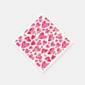 Serviette En Papier Aquarelle rose motif de coeur d'amour (Coin)