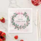 Serviette En Papier aquarelle rose Noël Père Noël 1er anniversaire (En situation)