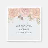 Serviette En Papier Aquarelle Rose Or Feuillage Élégant Verdure (Devant)