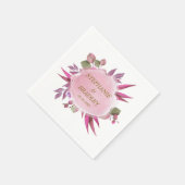 Serviette En Papier Aquarelle rose or floral moderne mariage élégant (Coin)