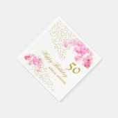 Serviette En Papier Aquarelle rose orchidée Parties scintillant or 50e (Coin)