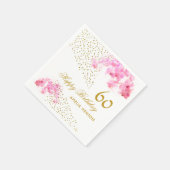 Serviette En Papier Aquarelle rose orchidée Parties scintillant or 60e (Coin)