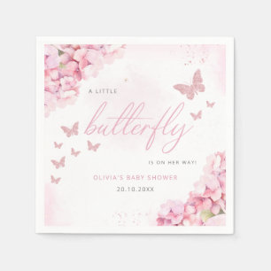 Serviette En Papier Aquarelle rose pâle Baby shower papillon floral