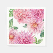Serviette En Papier Aquarelle rose pâle Dahlia motif floral (Devant)