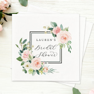 Serviette En Papier Aquarelle rose pâle Fleur Douche nuptiale