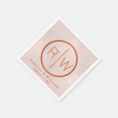 Serviette En Papier Aquarelle rose pâle Fournitures de Mariage Monogra (Coin)