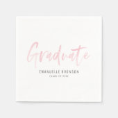 Serviette En Papier Aquarelle rose pâle Lettering Graduation (Devant)