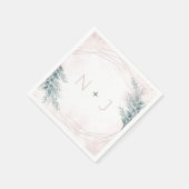 Serviette En Papier Aquarelle rose pâle Mariage botanique géométrique (Coin)